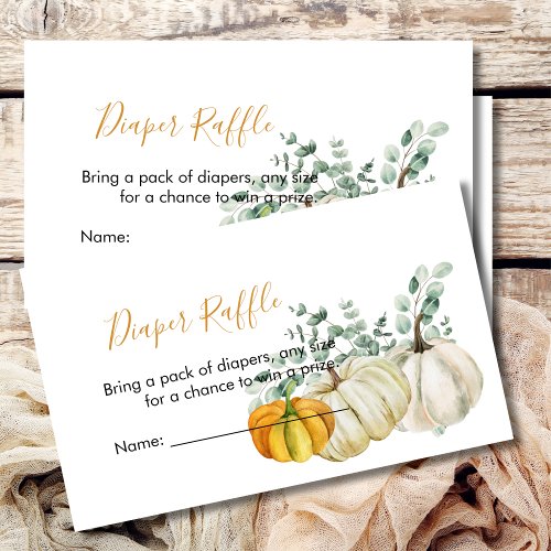 Diaper Raffle Fall Pumpkin Orange Greenery Enclosure Card