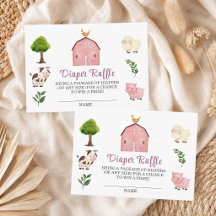 Diaper Raffle Farm Animals Barnyard Baby Shower
