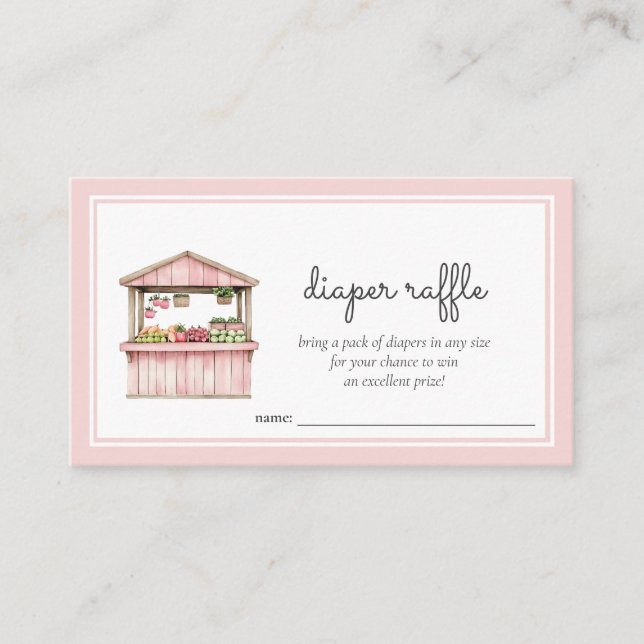 Diaper Raffle Farmers Market Baby Girl Shower Enclosure Card (Front)