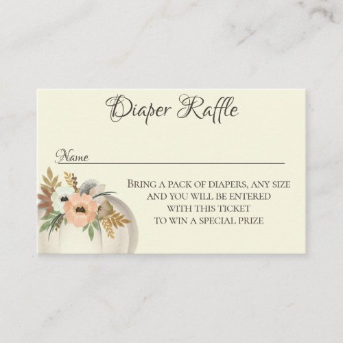 Diaper Raffle Floral Pumpkin Fall Baby Shower Business Card