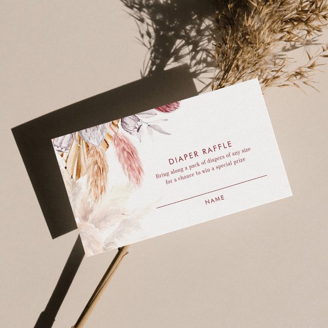 Diaper Raffle for Baby Shower Pampas Enclosure Card (Books for Baby Pampas Grass Baby Shower Enclosure Card)