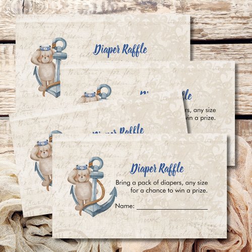 Diaper Raffle Game Ahoy Its A Boy Baby Shower  Enclosure Card