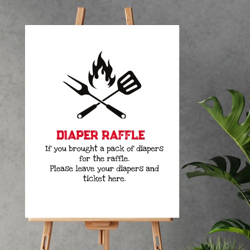 Diaper Raffle Game BBQ Fork Spoon Baby Shower Poster