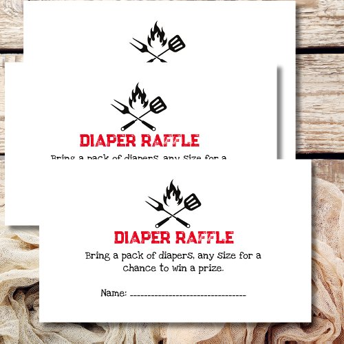 Diaper raffle game BBQ rustic baby shower theme  Enclosure Card