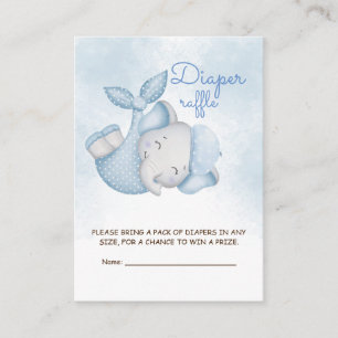Diaper raffle game elephant baby boy shower enclosure card