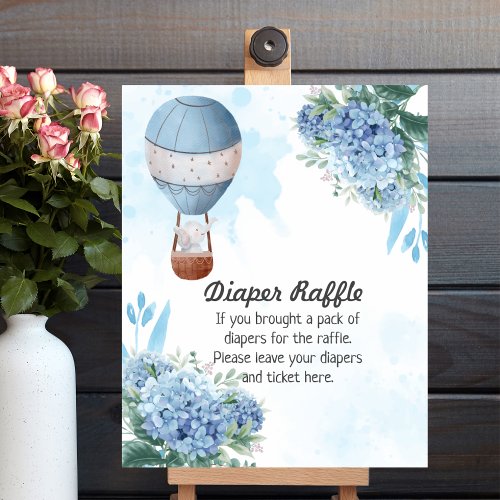 Diaper Raffle Game Elephant Hot air balloon  Poster