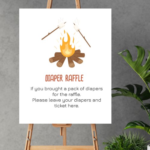 Diaper Raffle Game Smore Campfire Baby Shower Poster