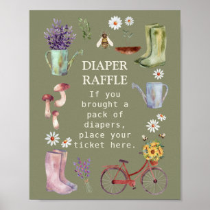 Diaper Raffle Garden Baby Shower Sign