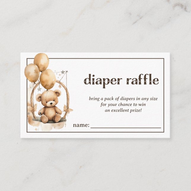 Diaper Raffle Gender Neutral Baby Shower Enclosure Card (Front)