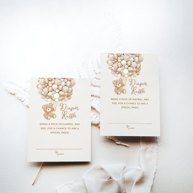 Diaper Raffle Gender Neutral Bear Baby Shower Enclosure Card (Creator Uploaded)