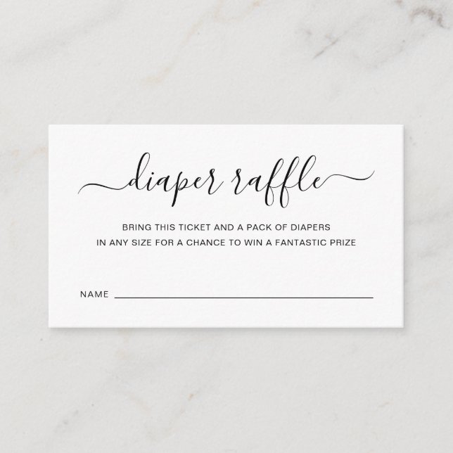 Diaper Raffle Gender Neutral Simple Baby Shower Enclosure Card (Front)