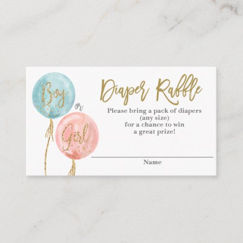 Diaper Raffle gender reveal Enclosure Card