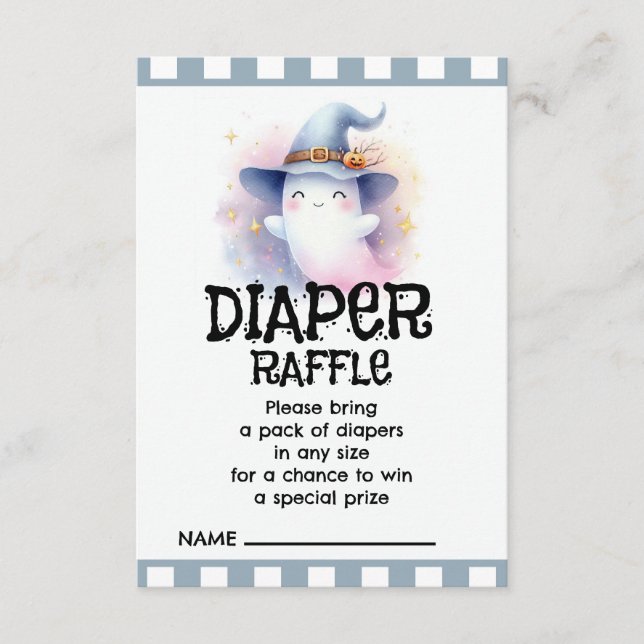 Diaper Raffle Ghost Baby Shower Enclosure Card (Front)