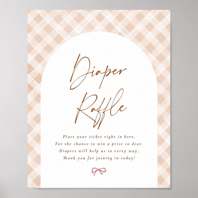 Diaper Raffle Gingham Cutie Pie Baby Shower Sign (Front)