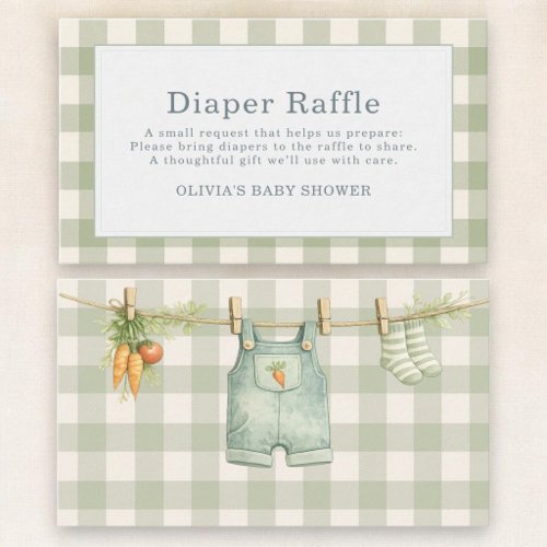 Diaper Raffle Gingham Locally Grown  Enclosure Card