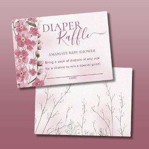 Diaper Raffle Girl Pink Floral Baby Shower  Enclosure Card