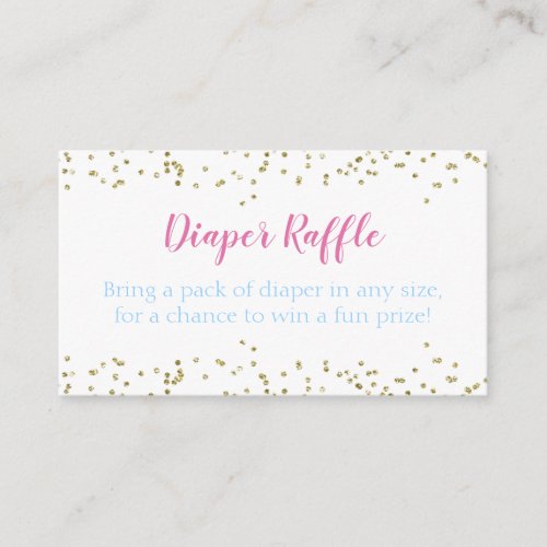 Diaper Raffle Gold Confetti Boy  Girl Baby Shower Enclosure Card