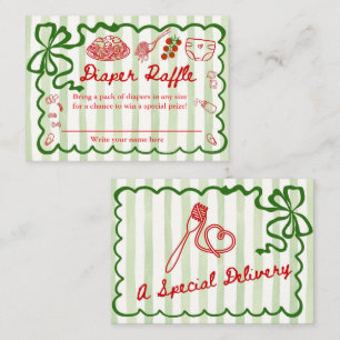 Diaper Raffle Green Bow Frame Enclosure Card