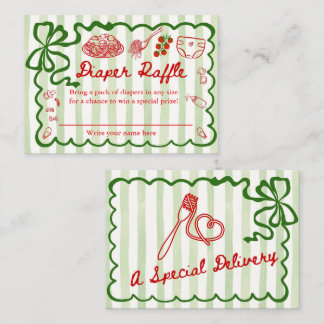 Diaper Raffle Green Bow Frame Enclosure Card