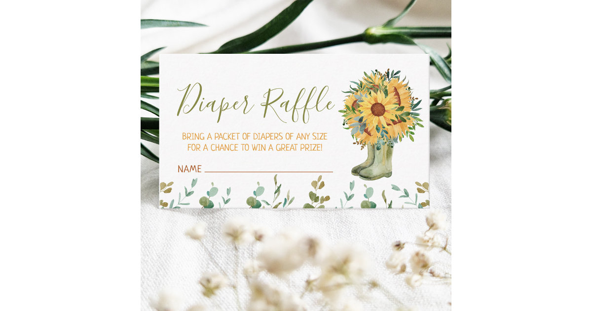 Diaper Raffle Green Rain Boots Enclosure Card | Zazzle