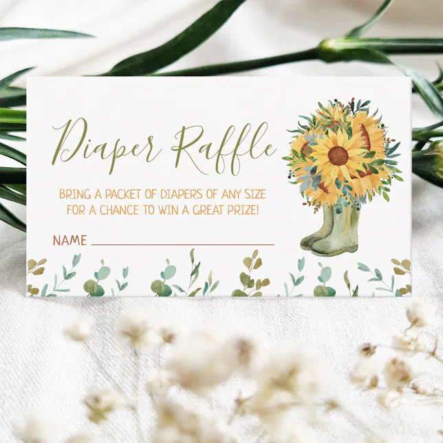 Diaper Raffle Green Rain Boots Enclosure Card | Zazzle