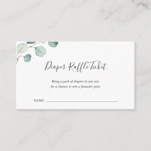 Diaper Raffle Greenery Eucalyptus Baby Shower Enclosure Card