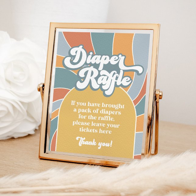 Diaper Raffle Groovy Retro Sunshine Sign (Creator Uploaded)