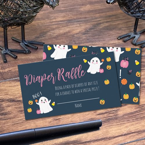 Diaper Raffle Halloween Dark Blue Enclosure Card