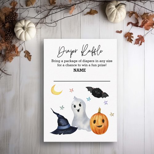 Diaper Raffle Halloween Ghost Boo Watercolor  Enclosure Card