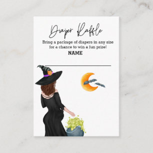 Diaper Raffle Halloween Witch Watercolor Enclosure Card