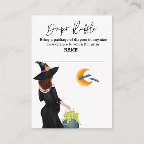 Diaper Raffle Halloween Witch Watercolor   Enclosure Card