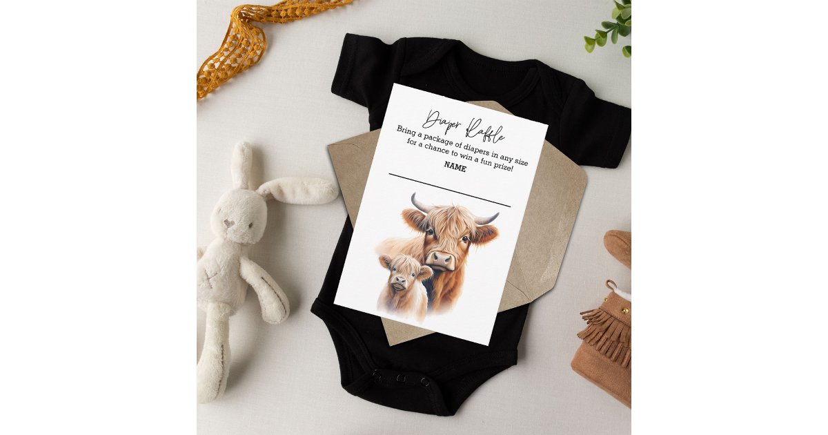 Nappy Raffle Highlander Diaper Raffle Highland Cow Baby Shower Invitation | Zazzle