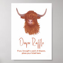 Diaper Raffle Highland Cow Baby Shower Poster