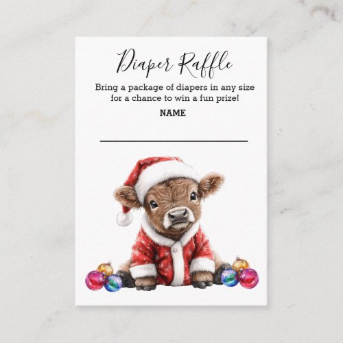 Diaper Raffle Highland Cow Christmas Santa Baby Enclosure Card