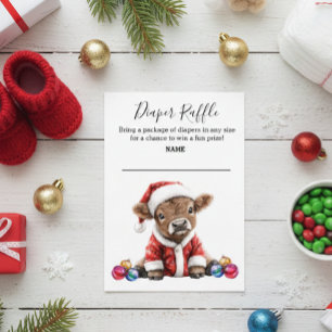 Diaper Raffle Highland Cow Christmas Santa Baby Enclosure Card