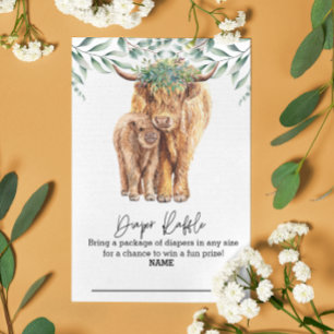 Diaper Raffle Highland Cow Eucalyptus Enclosure Card