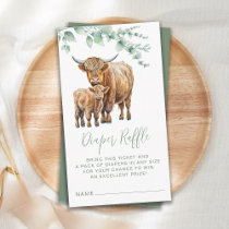 Diaper Raffle Highland Cow Greenery Baby Shower Enclosure Card