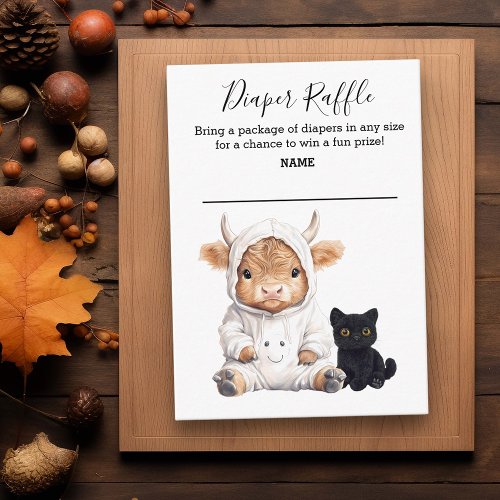 Diaper Raffle Highland Cow Halloween Ghost Boo Enclosure Card