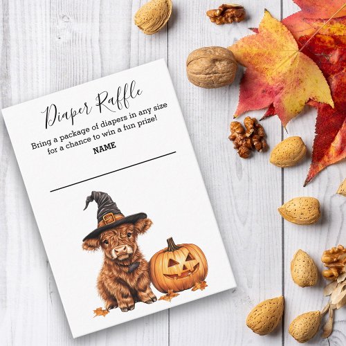 Diaper Raffle Highland Cow Halloween Witch Enclosure Card