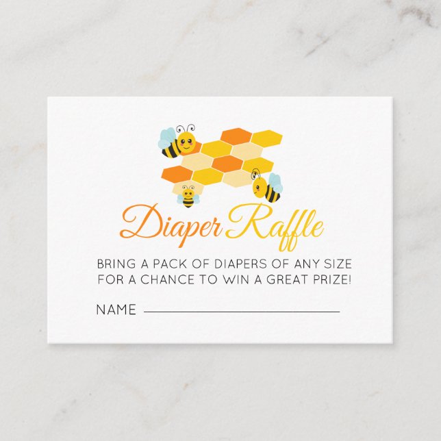 Diaper Raffle Honey Bees Baby Shower Enclosure Card (Front)