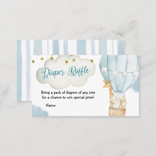 Diaper Raffle Hot Air Balloon Animals Enclosure Card