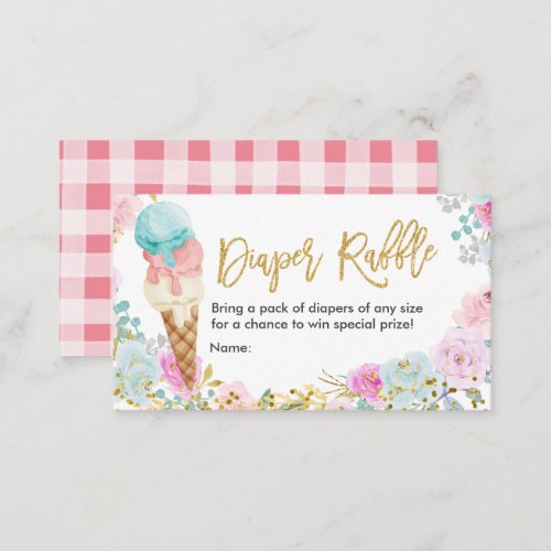 Diaper Raffle Ice Cream Pastel Enclosure Card