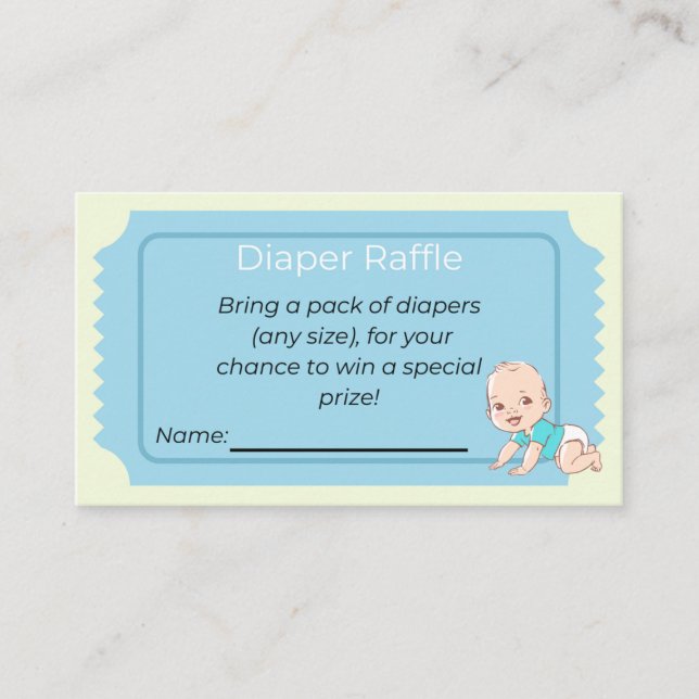 Diaper Raffle Insert Cards, Fun Baby Shower (Front)