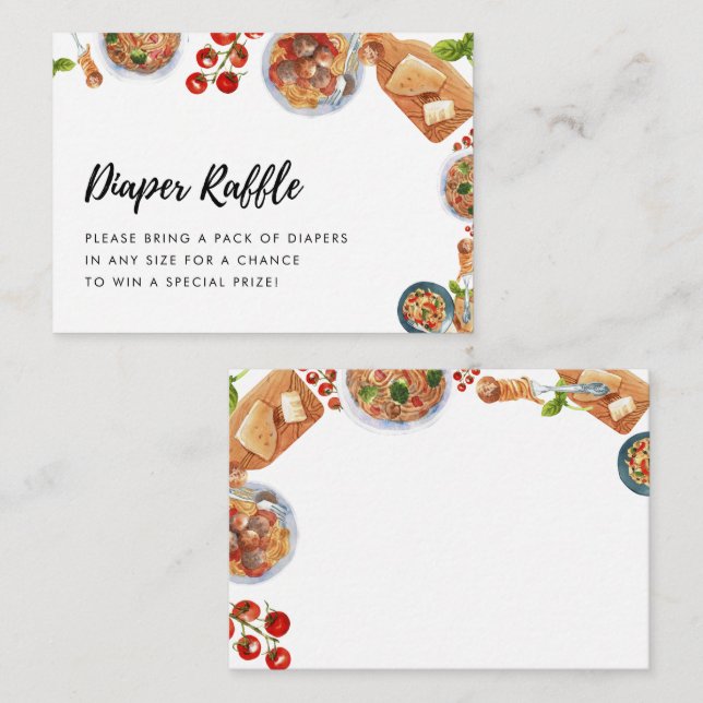 Diaper Raffle Italian Little Meatball Baby Shower  Enclosure Card (Front/Back)