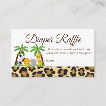 Diaper Raffle Jungle Safari Baby Shower Card by PurplePaperInvites at Zazzle