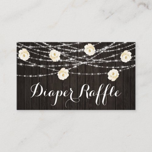 *~* Diaper Raffle Lights Rustic Wood Flowers Enclosure Card
