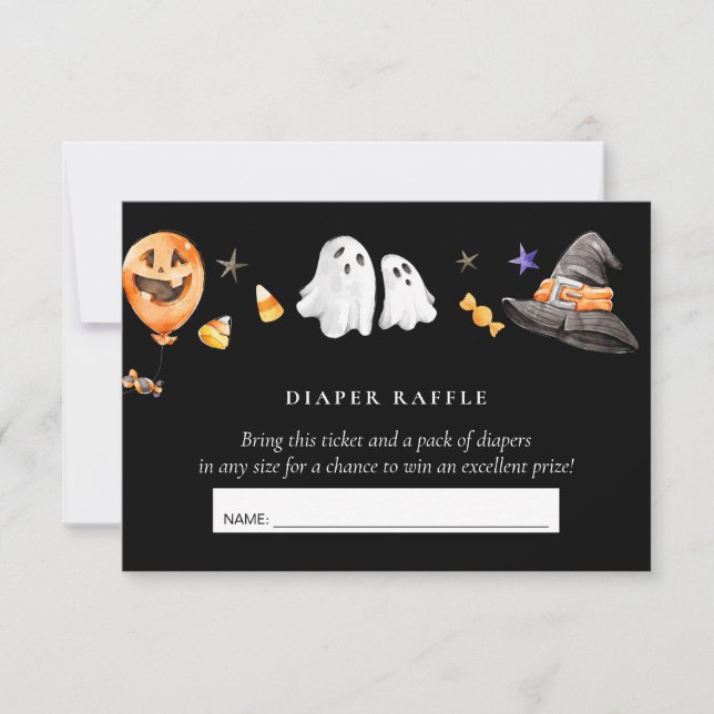 Diaper Raffle Little Boo Black Invitation (Front)