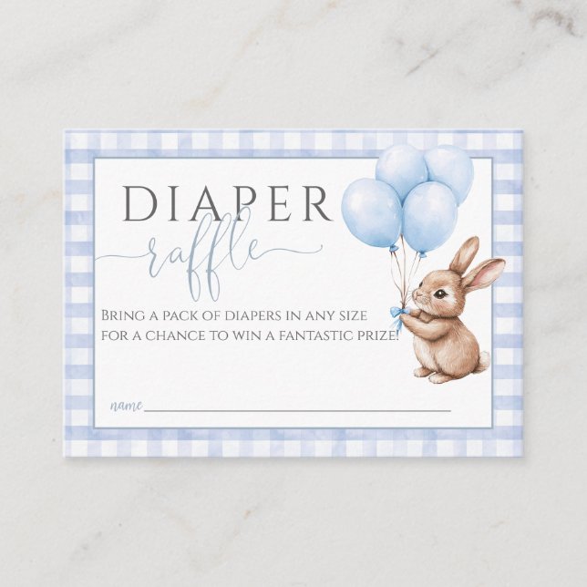 Diaper Raffle Little Bunny Balloons Baby Shower Enclosure Card (Front)
