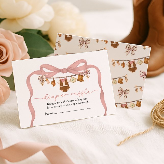 Diaper Raffle Little Cowgirl Baby Shower Enclosure Card (Creator Uploaded)