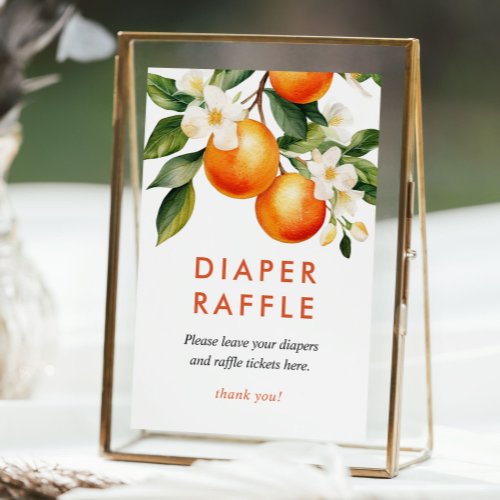 Diaper Raffle Little Cutie Orange Baby Shower Sign